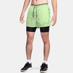 Nike Repel 7" 2-in-1 Running Shorts Running Division Lime Green Black Size Large